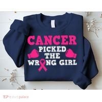 Cancer Picked The Wrong Pink Ribbon Sweatshirt thumb 2