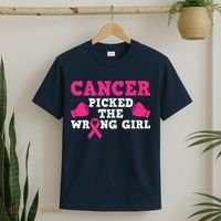 Cancer Picked The Wrong Pink Ribbon T-Shirt thumb 2