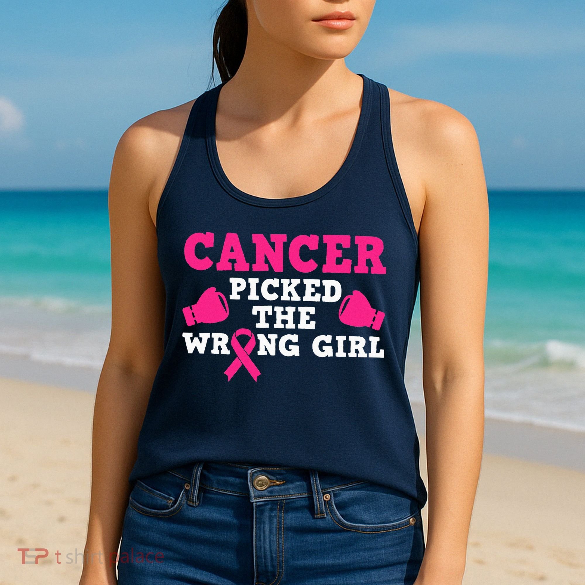 Cancer Picked The Wrong Pink Ribbon Women's Tank Top
