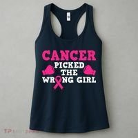 Cancer Picked The Wrong Pink Ribbon Women's Tank Top thumb 3