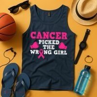 Cancer Picked The Wrong Pink Ribbon Tank Top thumb 4