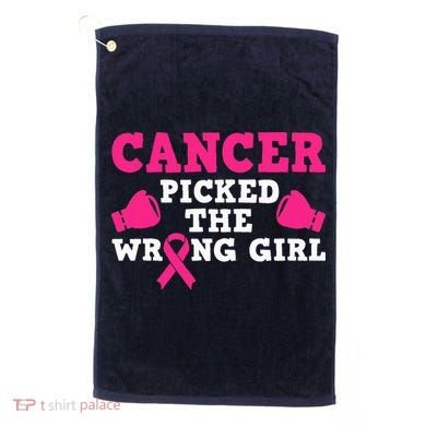 Cancer Picked The Wrong Pink Ribbon Golf Towel