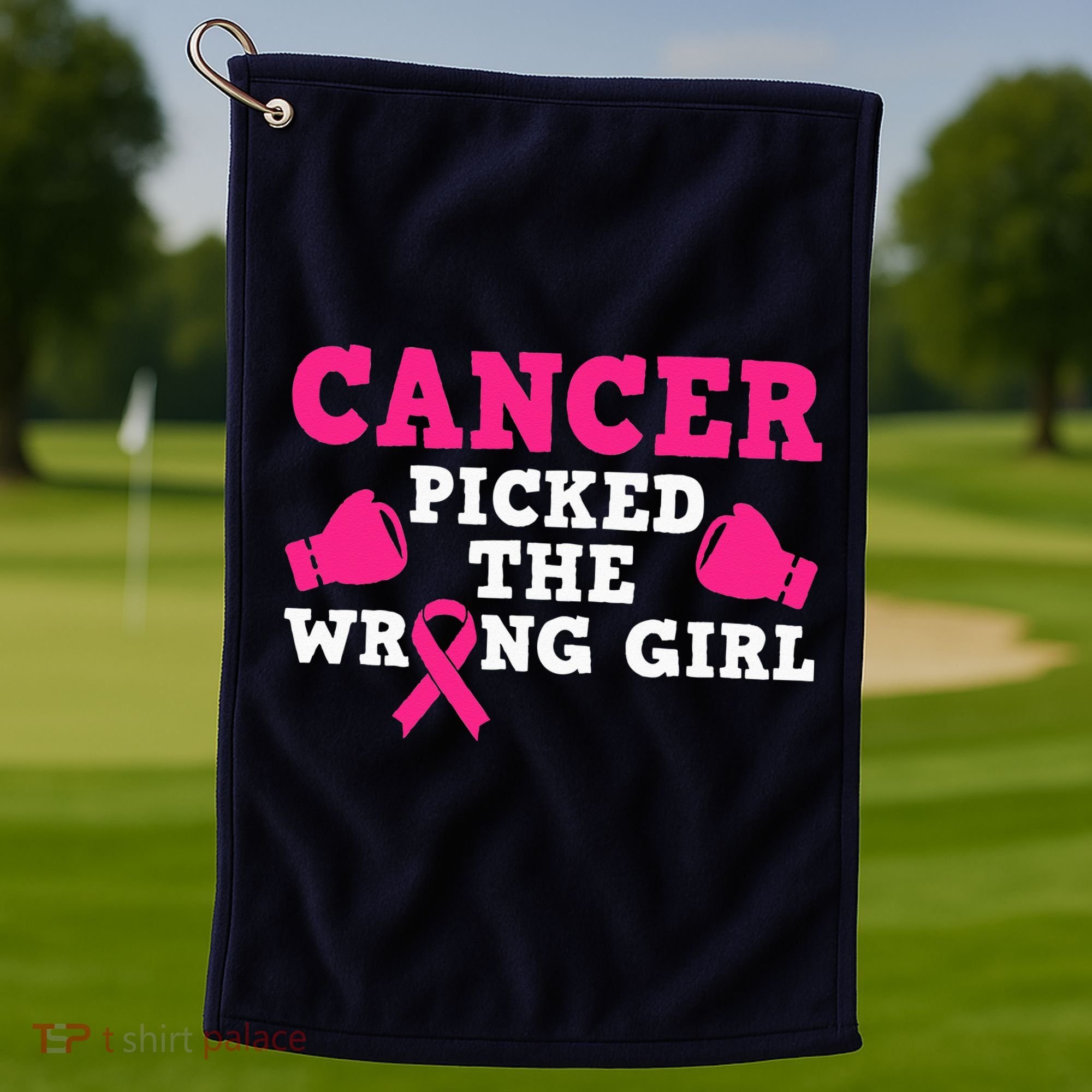 Cancer Picked The Wrong Pink Ribbon Golf Towel