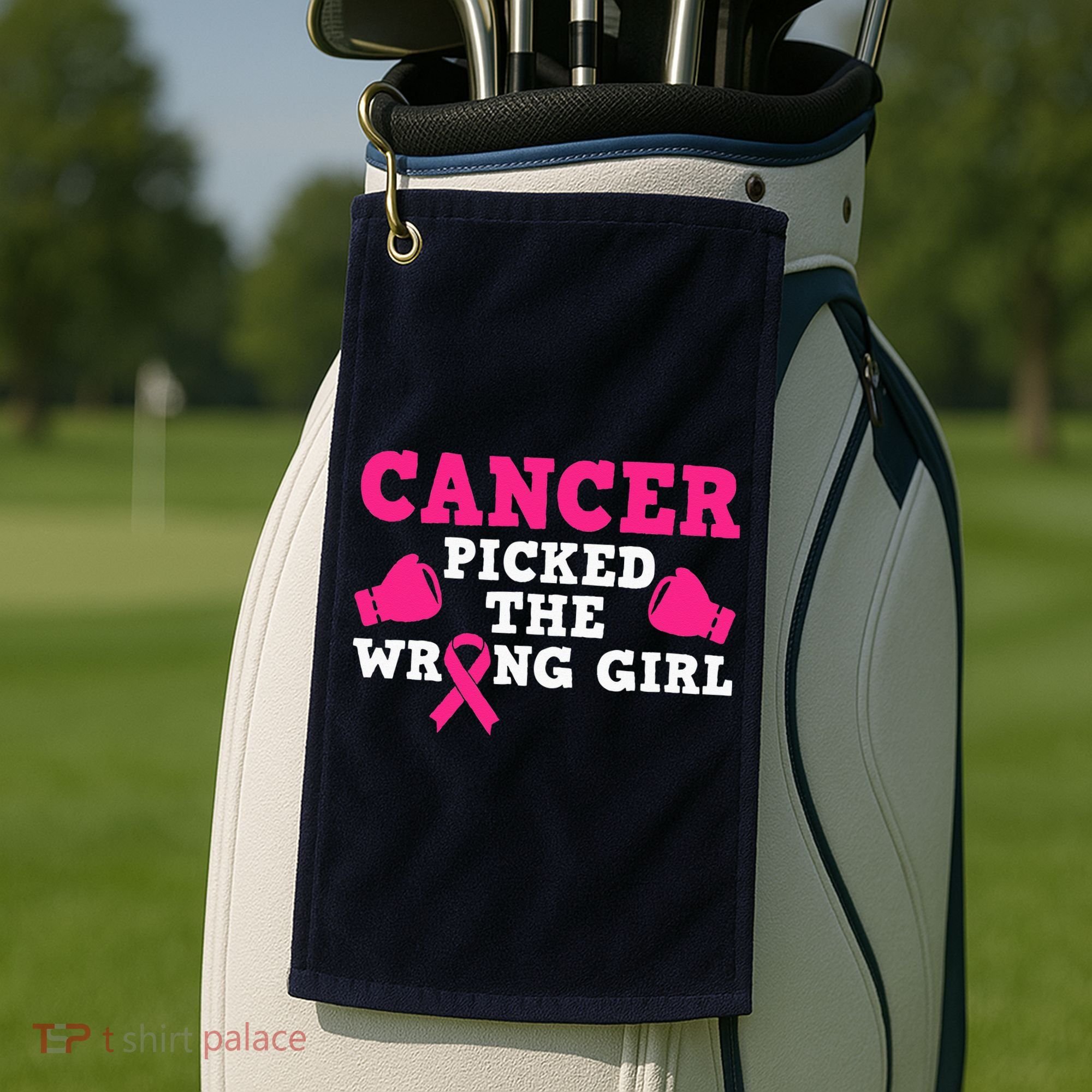 Cancer Picked The Wrong Pink Ribbon Golf Towel