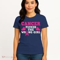 Cancer Picked The Wrong Pink Ribbon Women's T-Shirt thumb 4