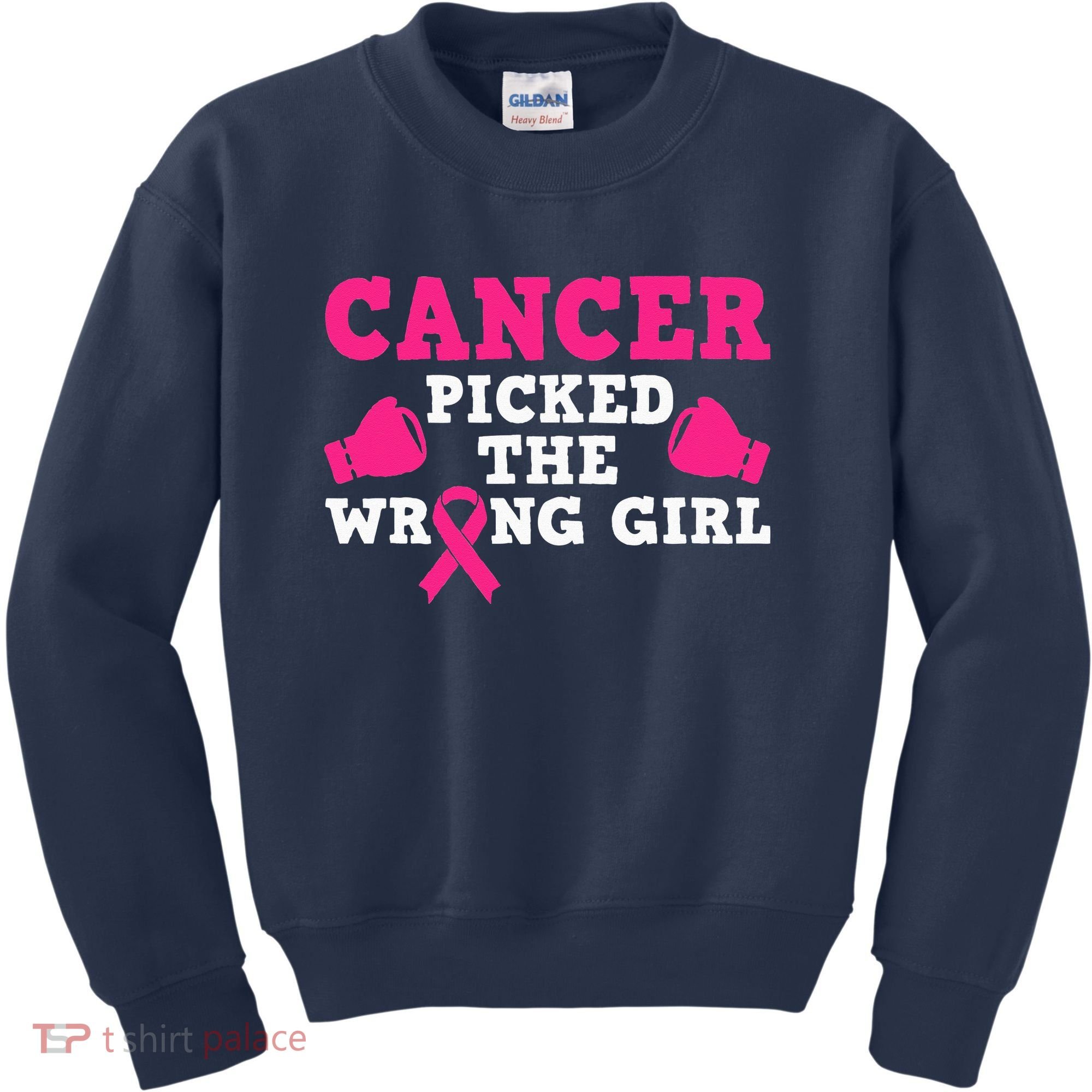 Cancer Picked The Wrong Pink Ribbon Kids Sweatshirt