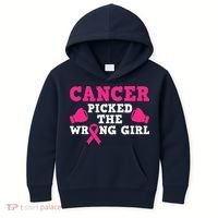 Cancer Picked The Wrong Pink Ribbon Kids Hoodie thumb 0