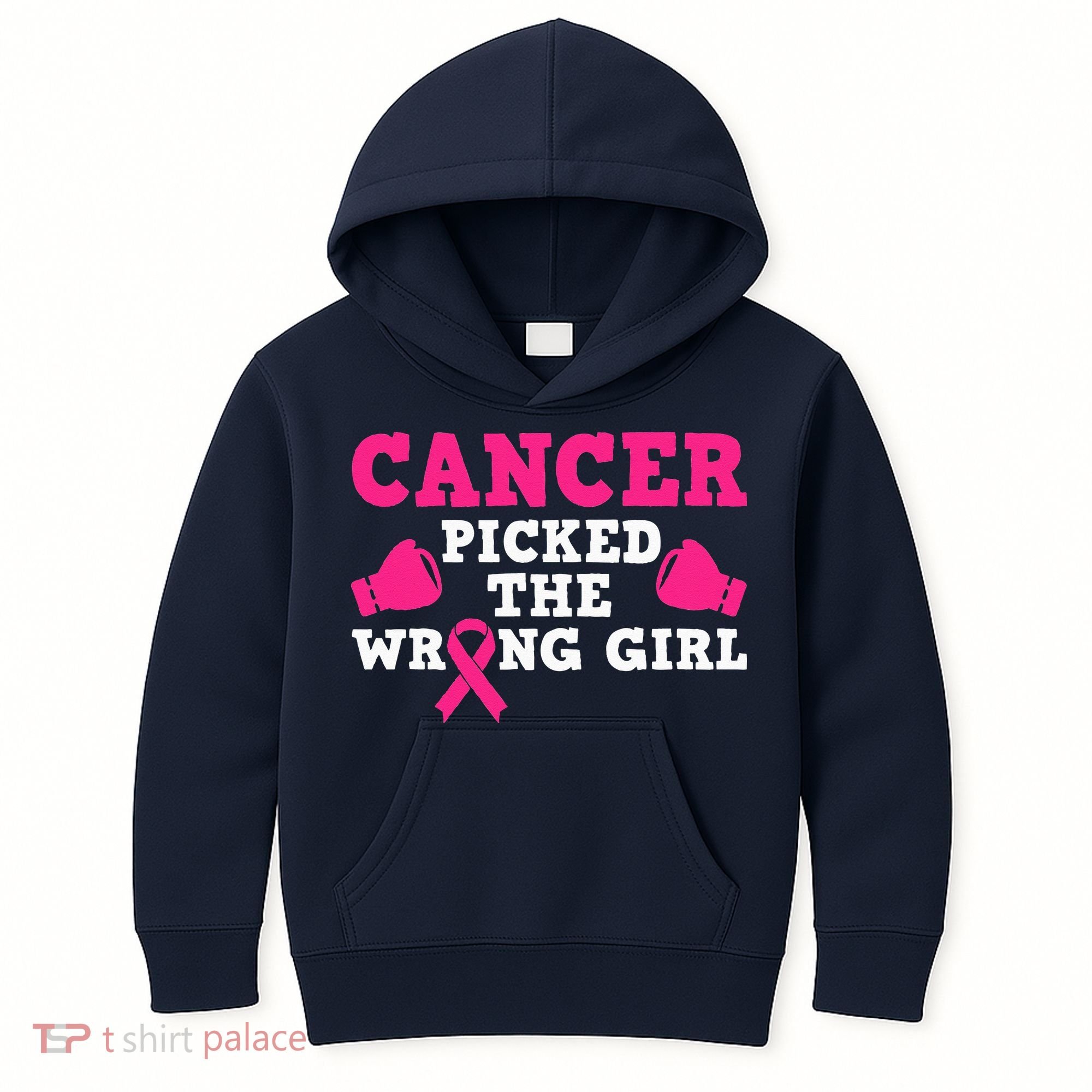 Cancer Picked The Wrong Pink Ribbon Kids Hoodie