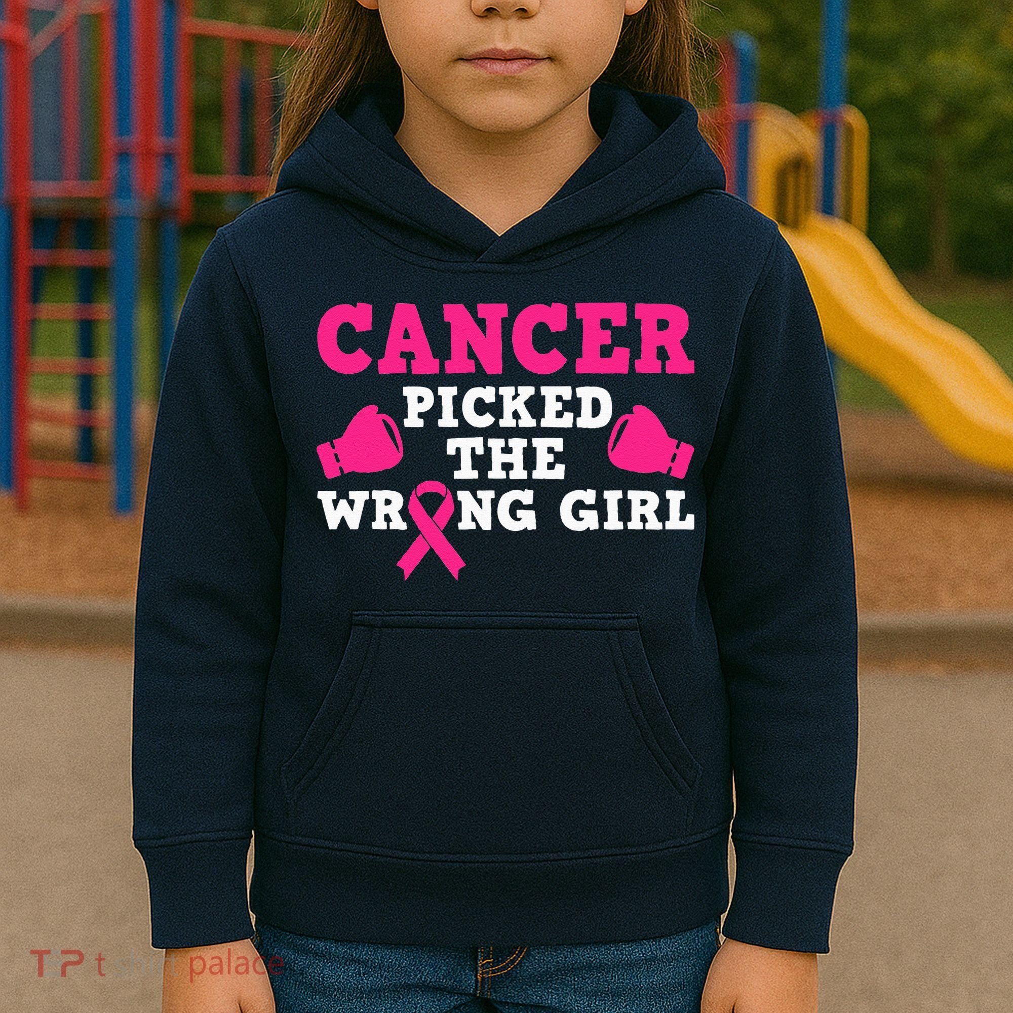 Cancer Picked The Wrong Pink Ribbon Kids Hoodie