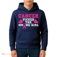 Cancer Picked The Wrong Pink Ribbon Kids Hoodie thumb 4