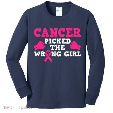 Cancer Picked The Wrong Pink Ribbon Kids Long Sleeve Shirt