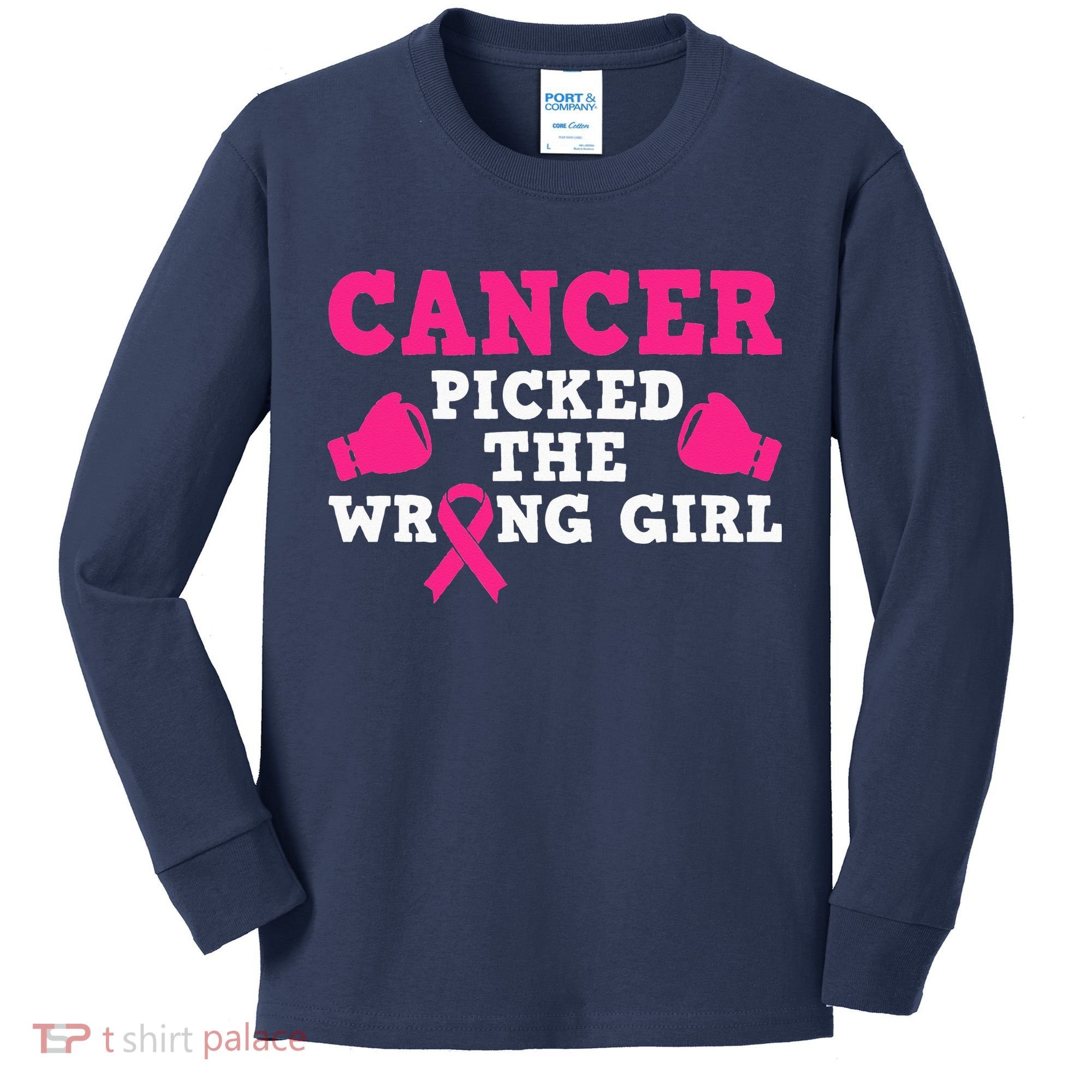 Cancer Picked The Wrong Pink Ribbon Kids Long Sleeve Shirt