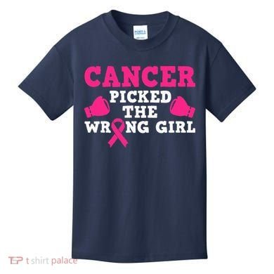 Cancer Picked The Wrong Pink Ribbon Kids T-Shirt