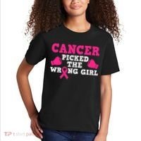 Cancer Picked The Wrong Pink Ribbon Kids T-Shirt thumb 2