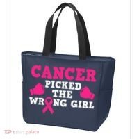 Cancer Picked The Wrong Pink Ribbon Tote Bag thumb 3