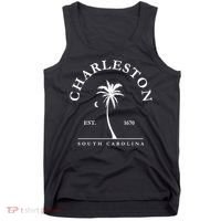 Charleston Palm Tree Swimming Scuba Novelty Gift SC Tank Top thumb 0