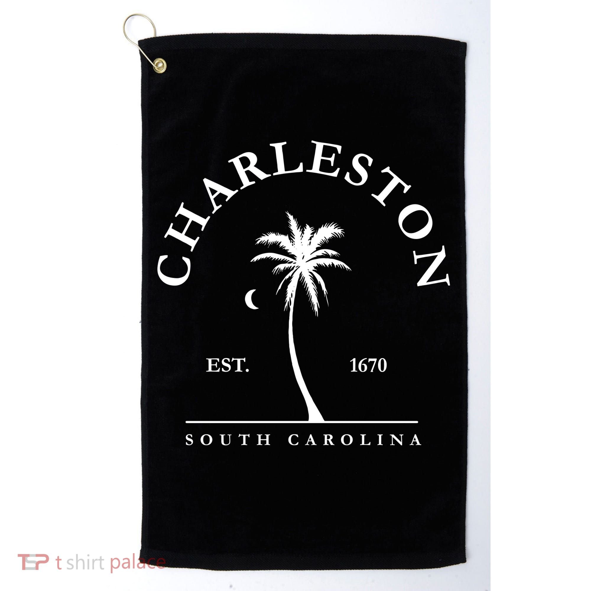 Charleston Palm Tree Swimming Scuba Novelty Gift SC Golf Towel