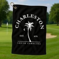 Charleston Palm Tree Swimming Scuba Novelty Gift SC Golf Towel thumb 1