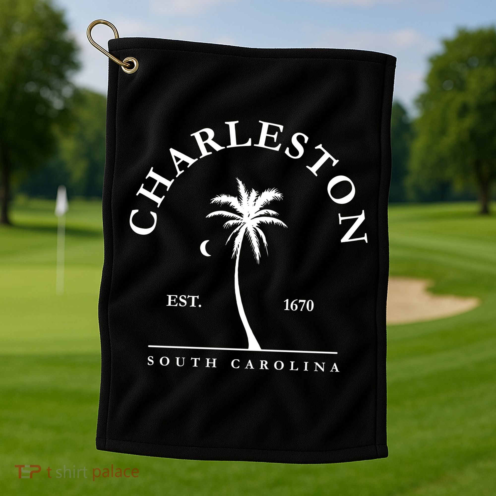Charleston Palm Tree Swimming Scuba Novelty Gift SC Golf Towel