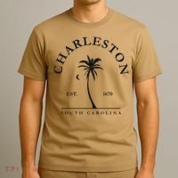 Charleston Palm Tree Swimming Scuba Novelty Gift SC T-Shirt thumb 3