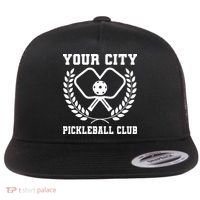 Custom Pickleball Team Personalize City Name Flat Bill Trucker Hat thumb 0