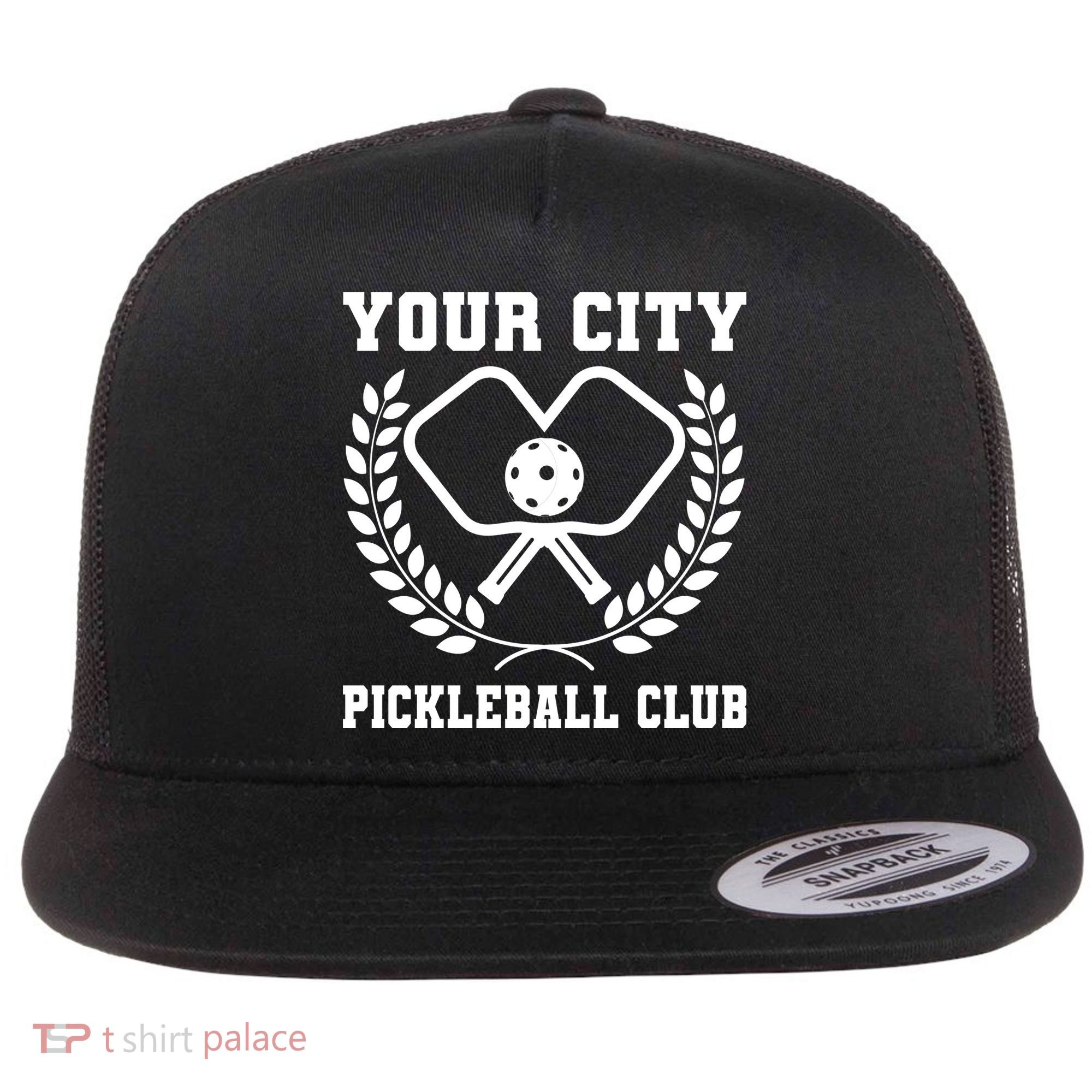 Custom Pickleball Team Personalize City Name Flat Bill Trucker Hat