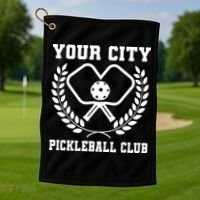 Custom Pickleball Team Personalize City Name Golf Towel thumb 1