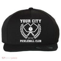 Custom Pickleball Team Personalize City Name Wool Snapback Cap thumb 0