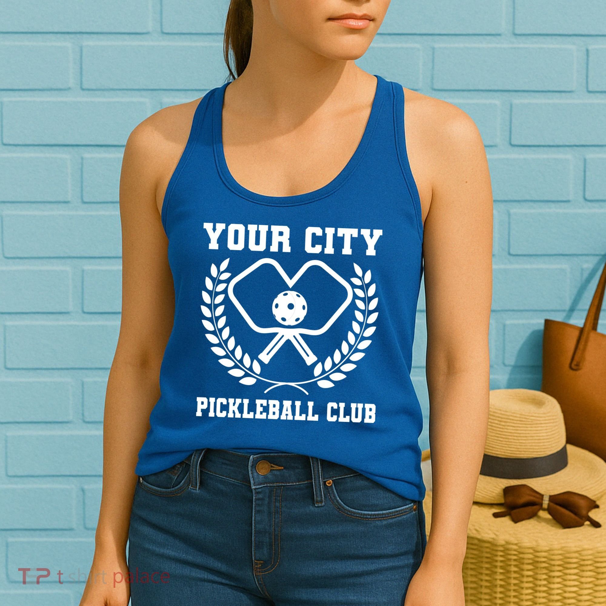 Custom Pickleball Team Personalize City Name Women's Tank Top