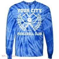 Custom Pickleball Team Personalize City Name Tie-Dye Long Sleeve Shirt thumb 0