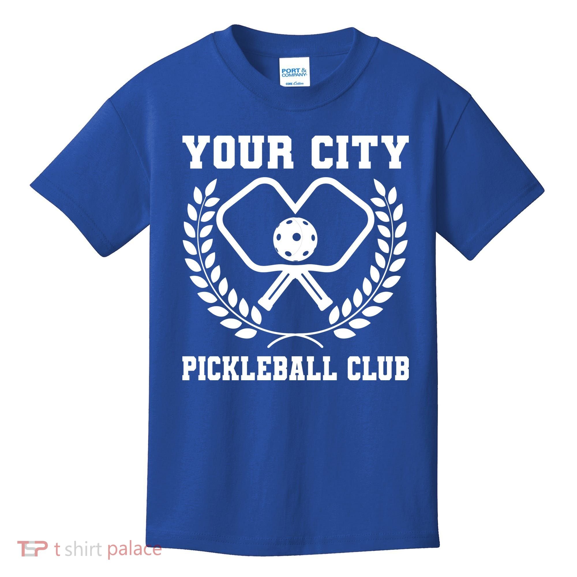 Custom Pickleball Team Personalize City Name Kids T-Shirt