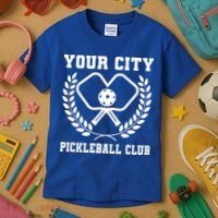 Custom Pickleball Team Personalize City Name Kids T-Shirt thumb 3