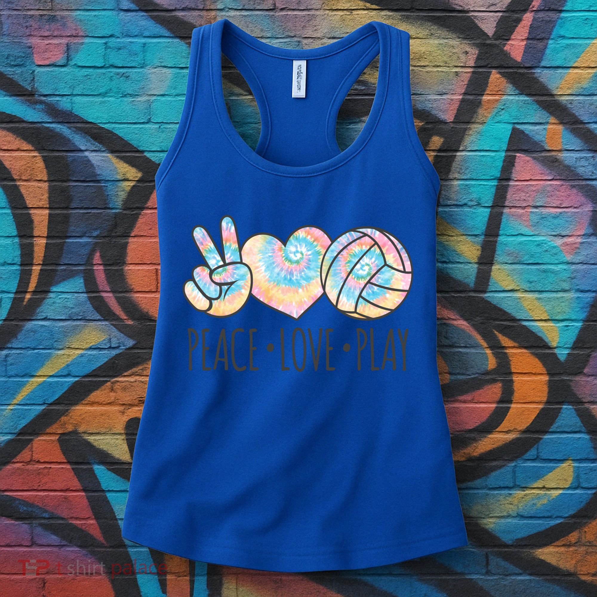 Cute Pink Tie Dye Volleyball Teen Peace Love Play Cool Gift Women's Tank Top