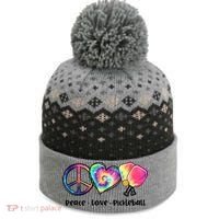 Cute Pickleball Tie Dye Peace Love Pickleball Lovers Gift Ideas The Baniff Cuffed Pom Beanie thumb 0