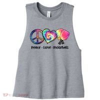 Cute Pickleball Tie Dye Peace Love Pickleball Lovers Gift Ideas Women's Racerback Cropped Tank thumb 0