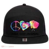 Cute Pickleball Tie Dye Peace Love Pickleball Lovers Gift Ideas 7 Panel Mesh Trucker Snapback Hat thumb 0