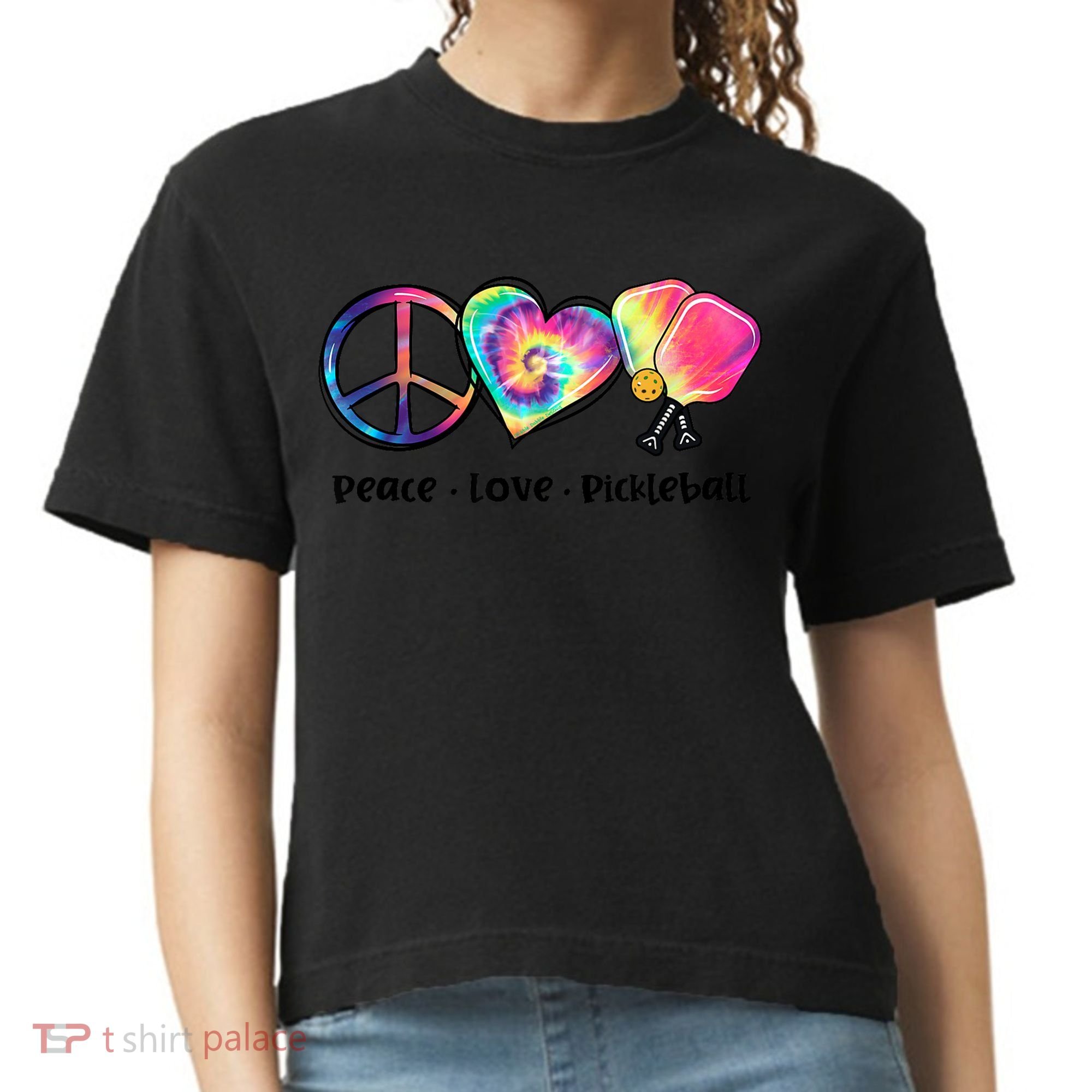 Cute Pickleball Tie Dye Peace Love Pickleball Lovers Gift Ideas Comfort Colors Boxy T-Shirt