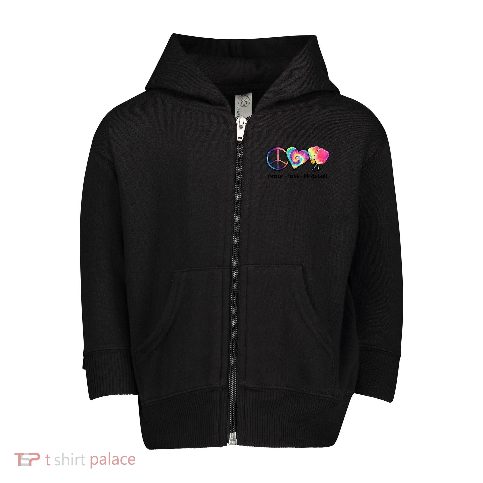 Cute Pickleball Tie Dye Peace Love Pickleball Lovers Gift Ideas Toddler Zip Fleece Hoodie