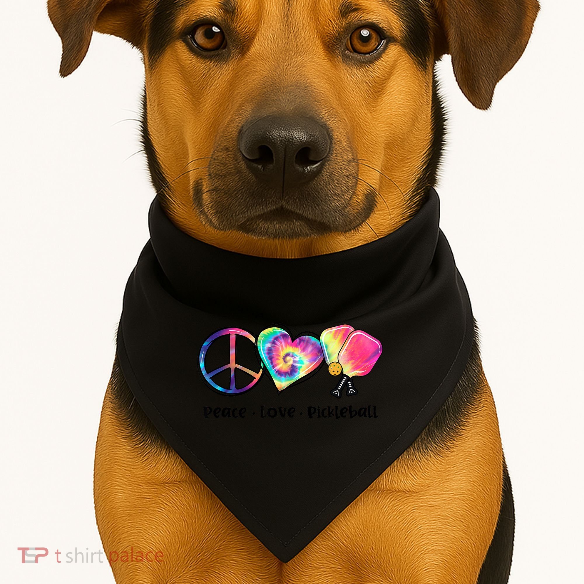 Cute Pickleball Tie Dye Peace Love Pickleball Lovers Gift Ideas USA-Made Doggie Bandana