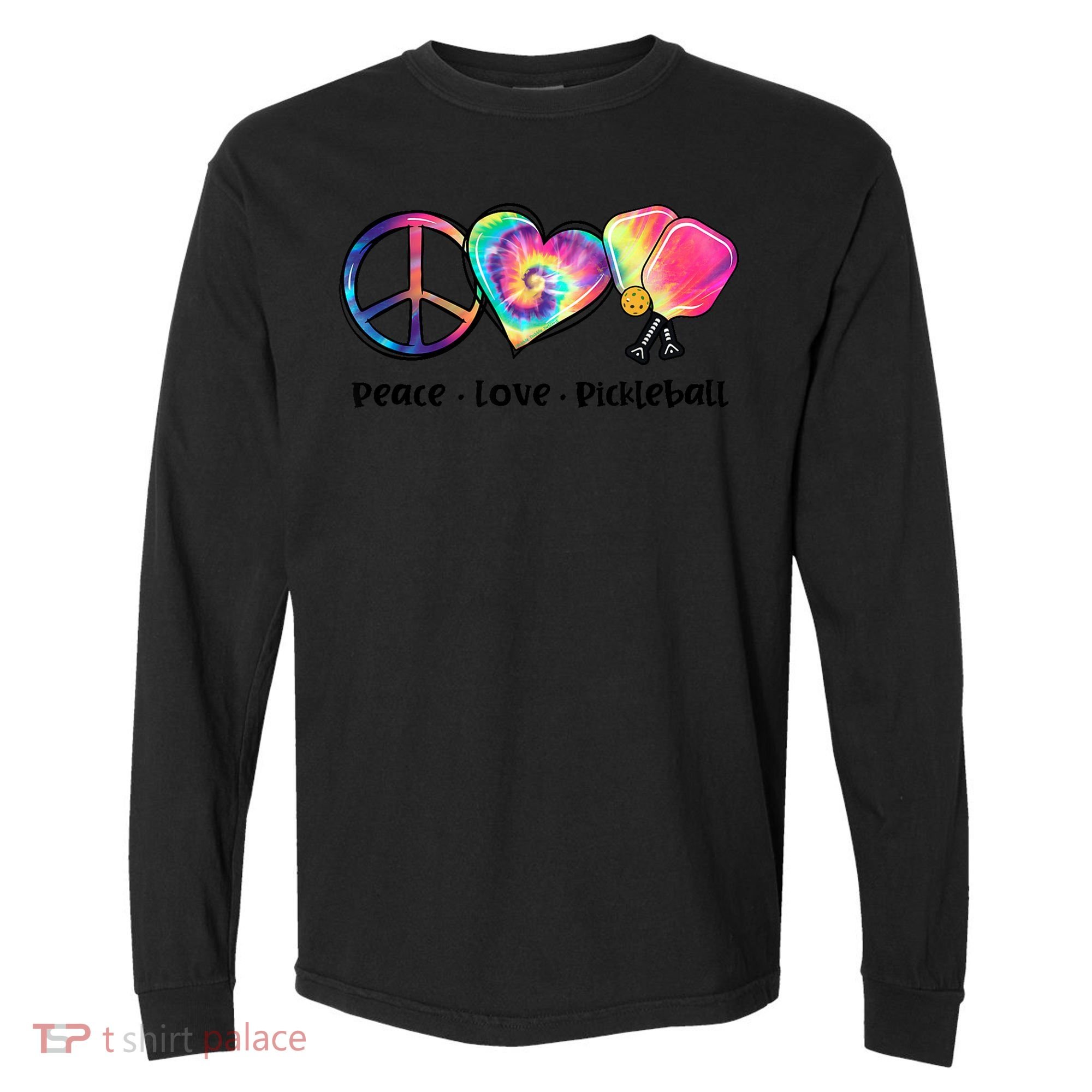 Cute Pickleball Tie Dye Peace Love Pickleball Lovers Gift Ideas Comfort Colors Heavyweight Long Sleeve T-Shirt