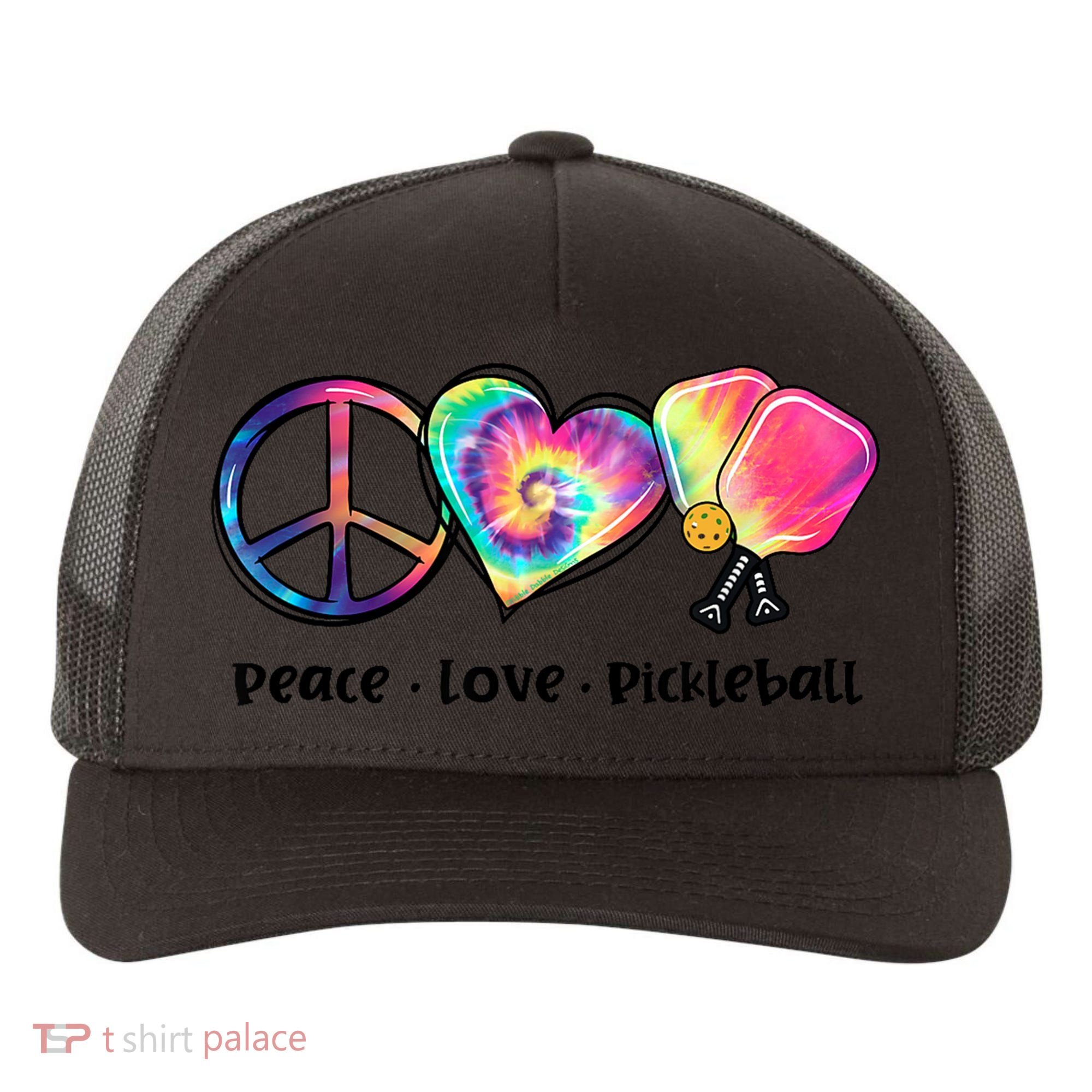 Cute Pickleball Tie Dye Peace Love Pickleball Lovers Gift Ideas Yupoong Adult 5-Panel Trucker Hat