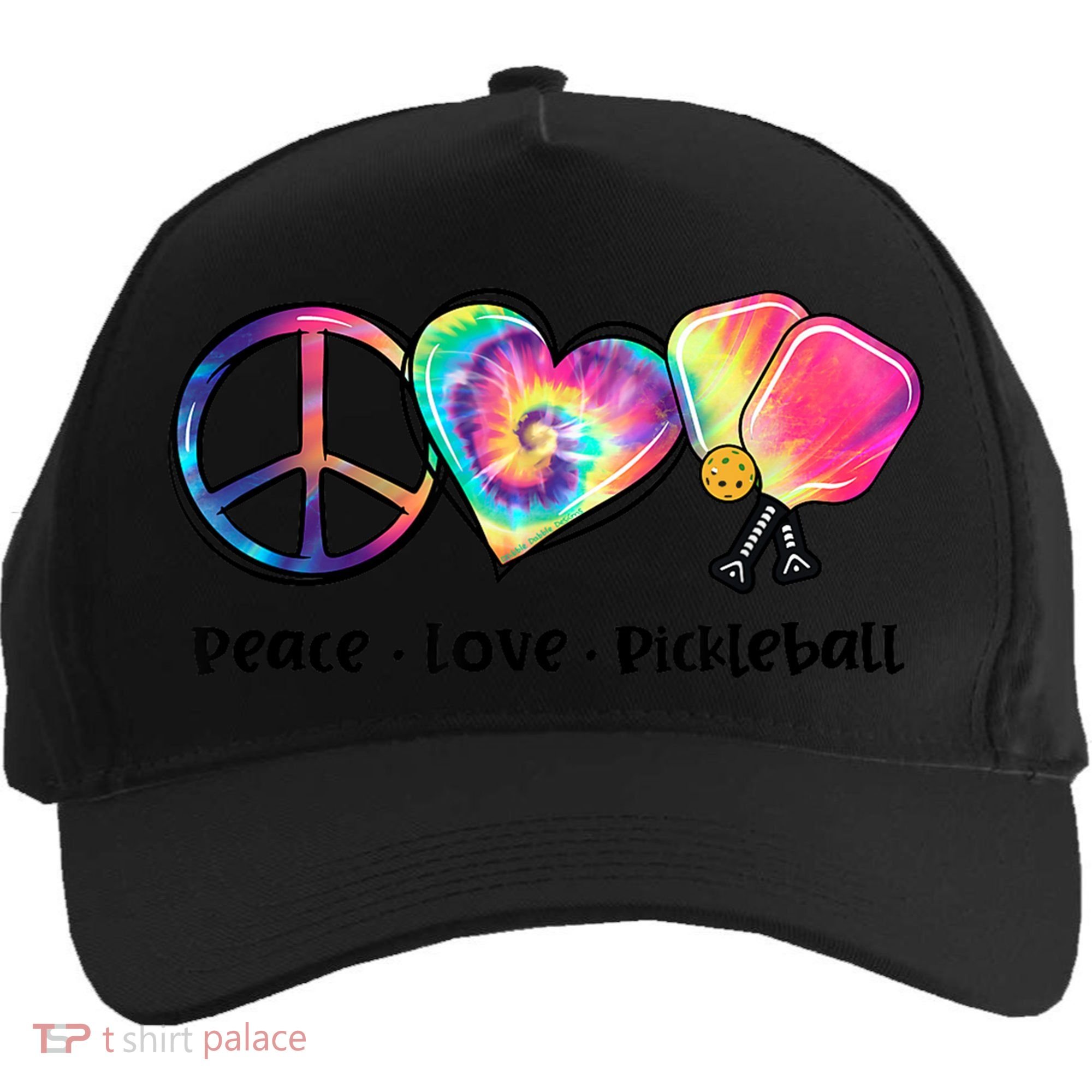 Cute Pickleball Tie Dye Peace Love Pickleball Lovers Gift Ideas Five-Panel Snapback Cap