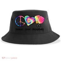Cute Pickleball Tie Dye Peace Love Pickleball Lovers Gift Ideas Sustainable Bucket Hat thumb 0