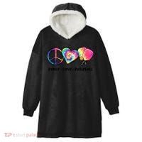 Cute Pickleball Tie Dye Peace Love Pickleball Lovers Gift Ideas Hooded Wearable Blanket thumb 0
