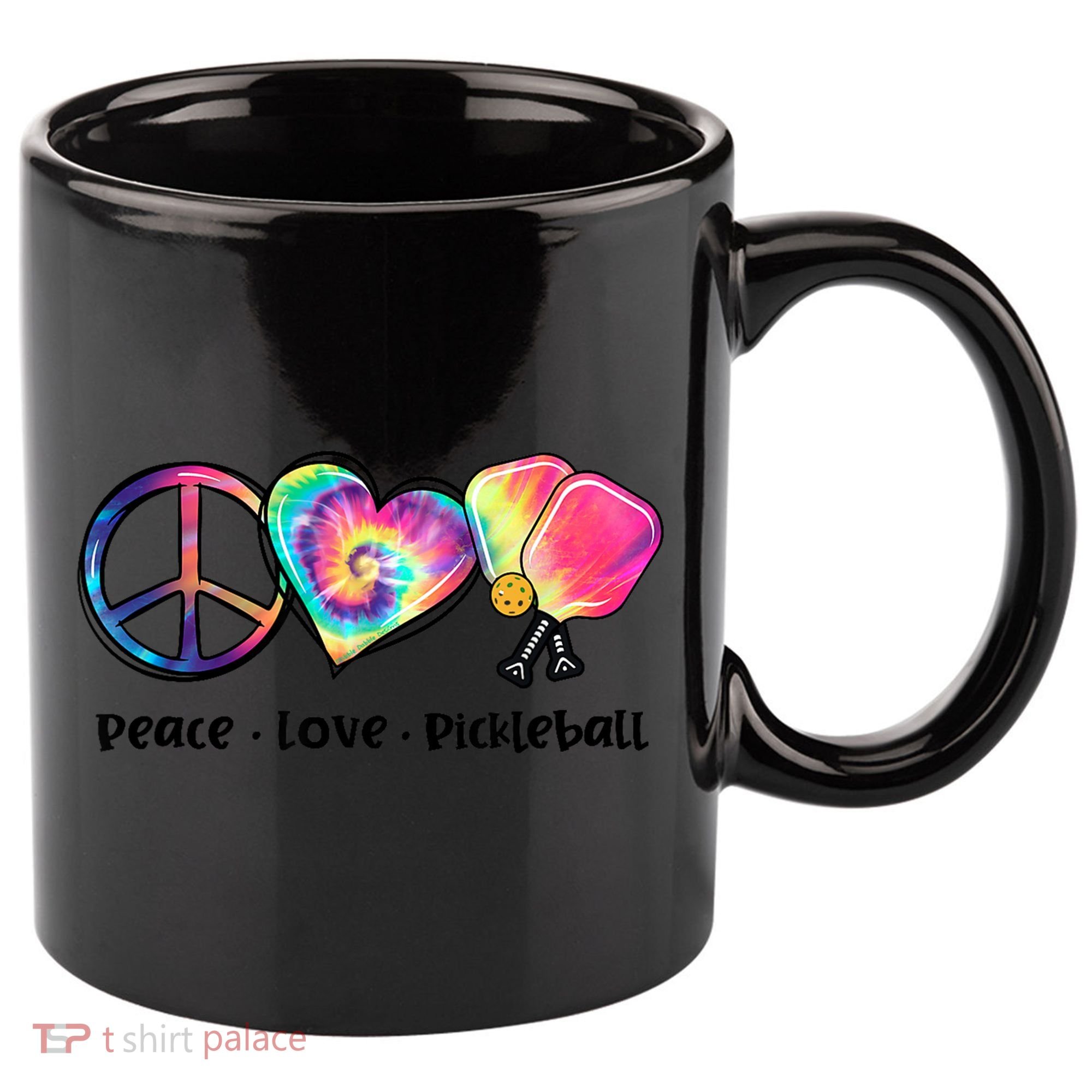 Cute Pickleball Tie Dye Peace Love Pickleball Lovers Gift Ideas 11oz C Handle Ceramic Mug