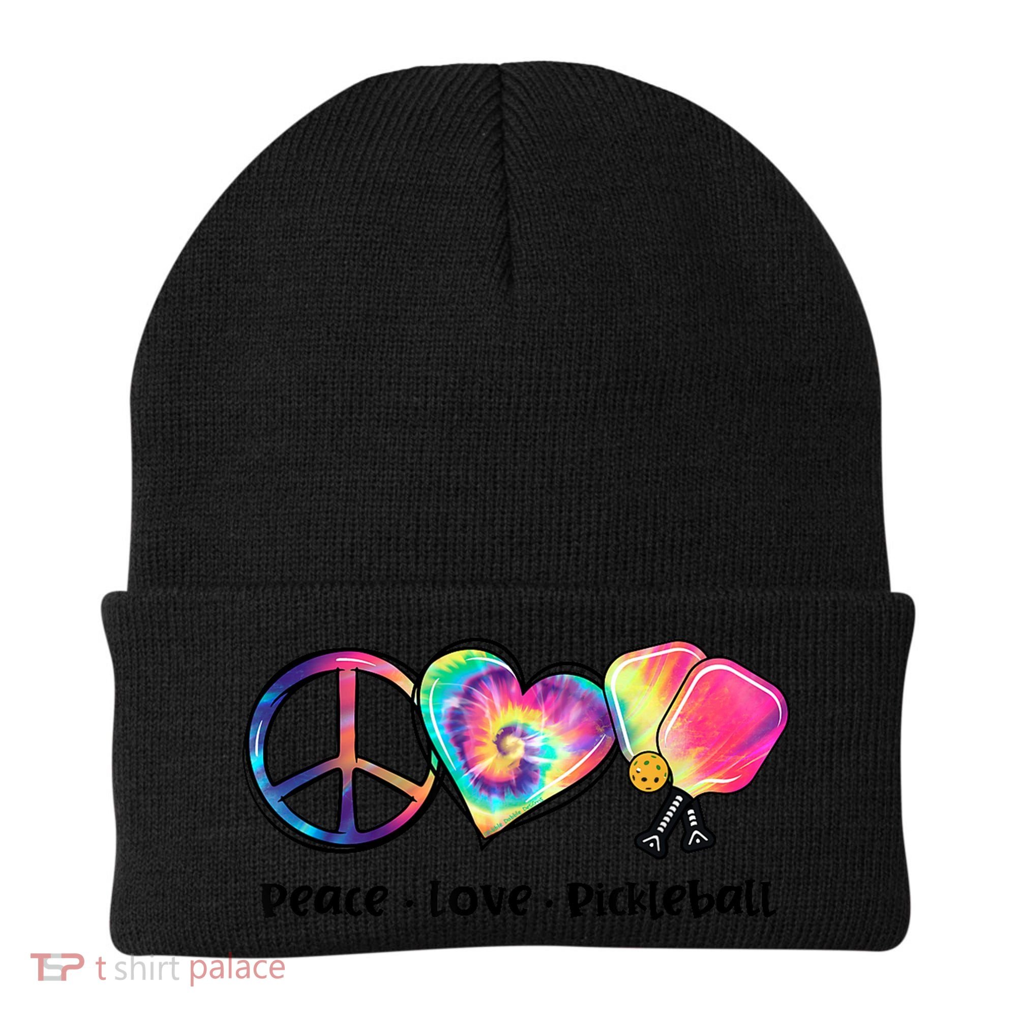 Cute Pickleball Tie Dye Peace Love Pickleball Lovers Gift Ideas Beanie