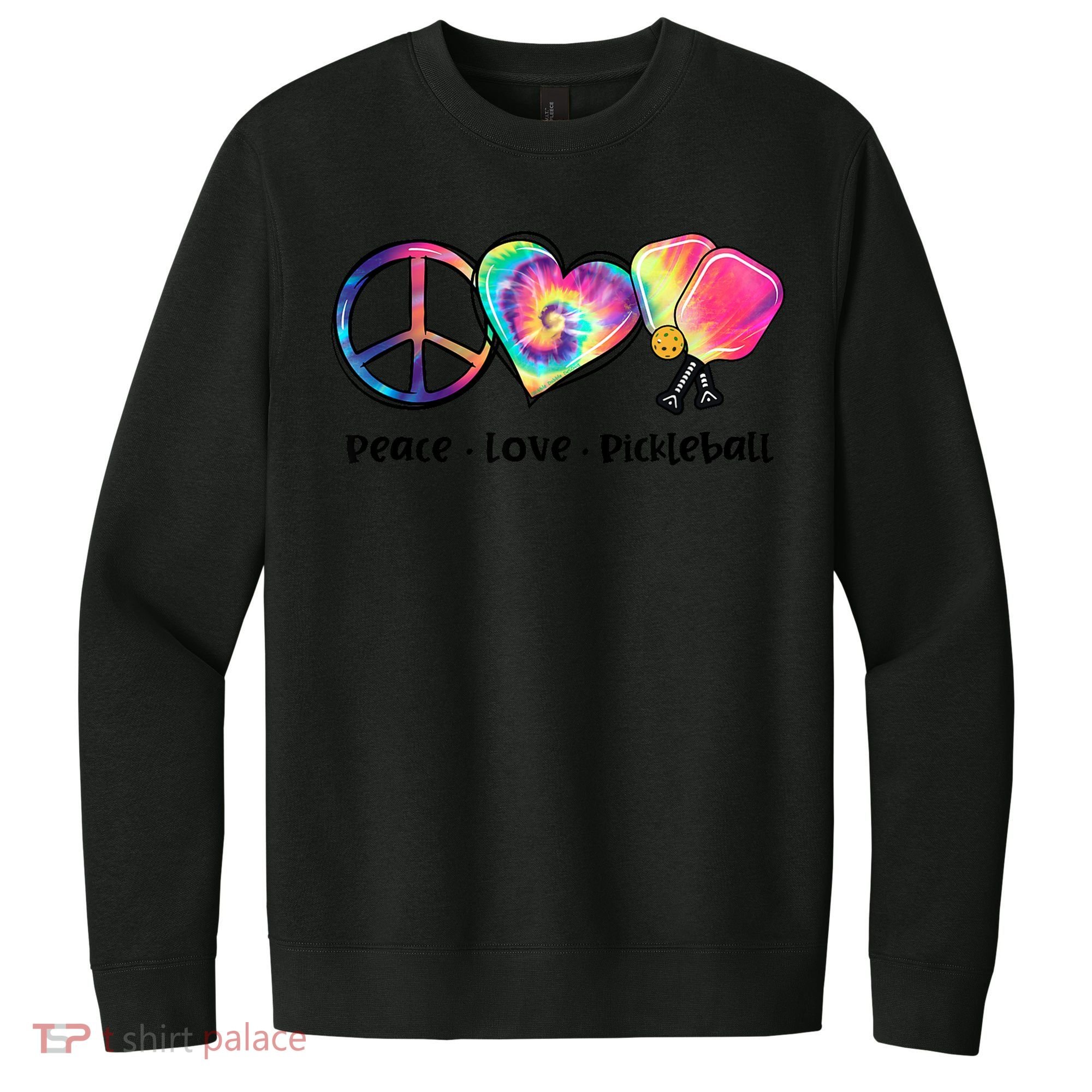 Cute Pickleball Tie Dye Peace Love Pickleball Lovers Gift Ideas V.I.T. Fleece Crew Sweatshirt