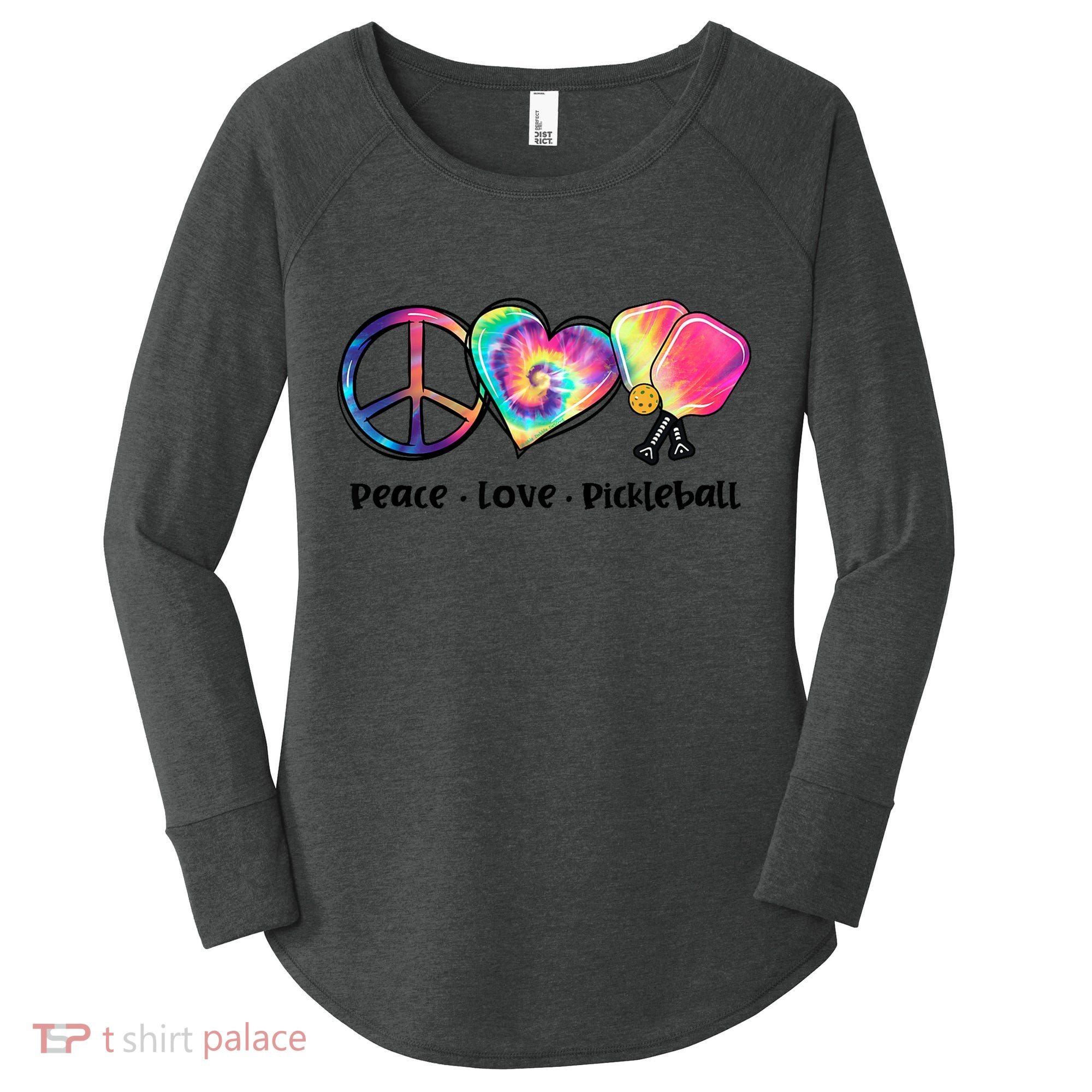 Cute Pickleball Tie Dye Peace Love Pickleball Lovers Gift Ideas Women's Perfect Tri Tunic Long Sleeve Shirt