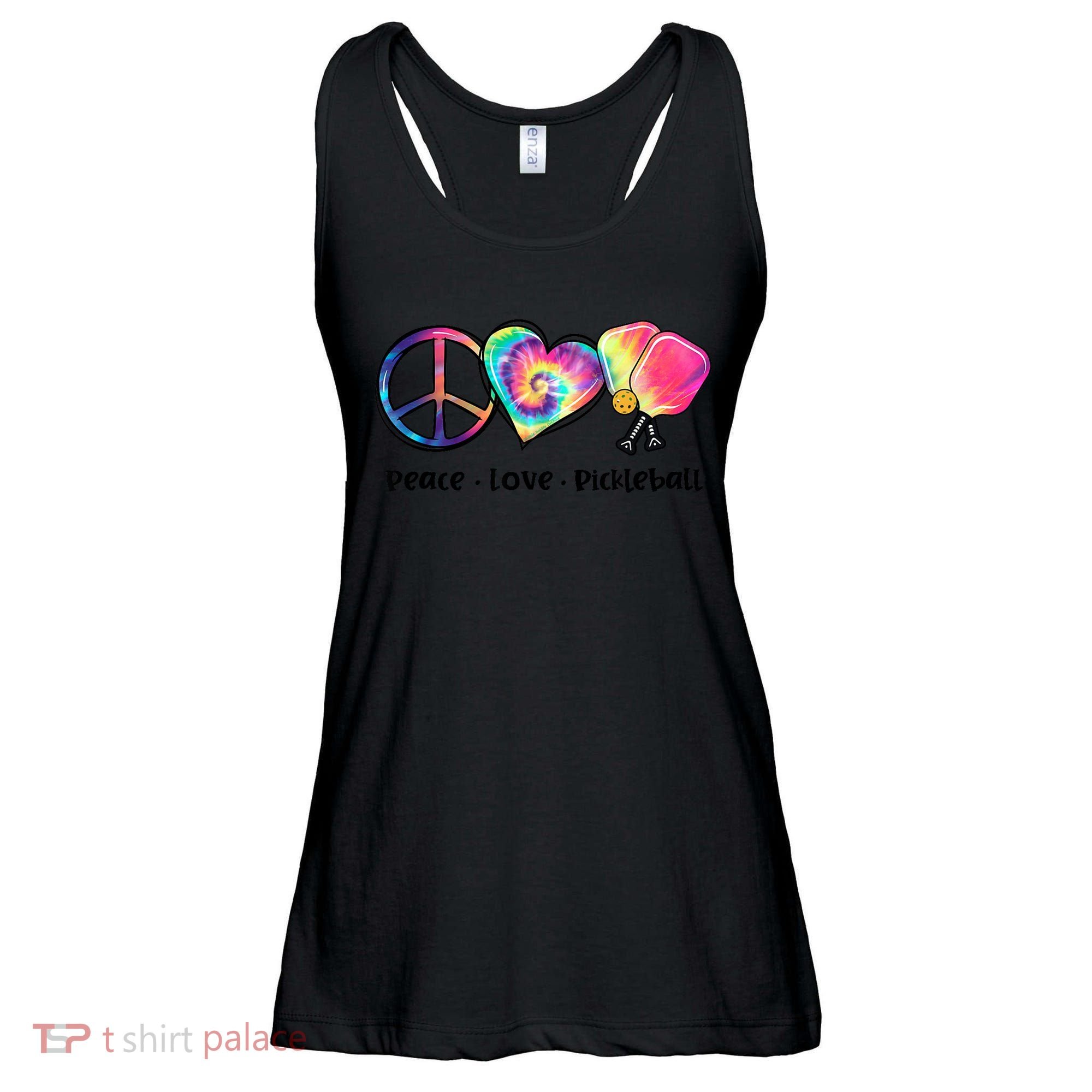 Cute Pickleball Tie Dye Peace Love Pickleball Lovers Gift Ideas Ladies Essential Flowy Tank