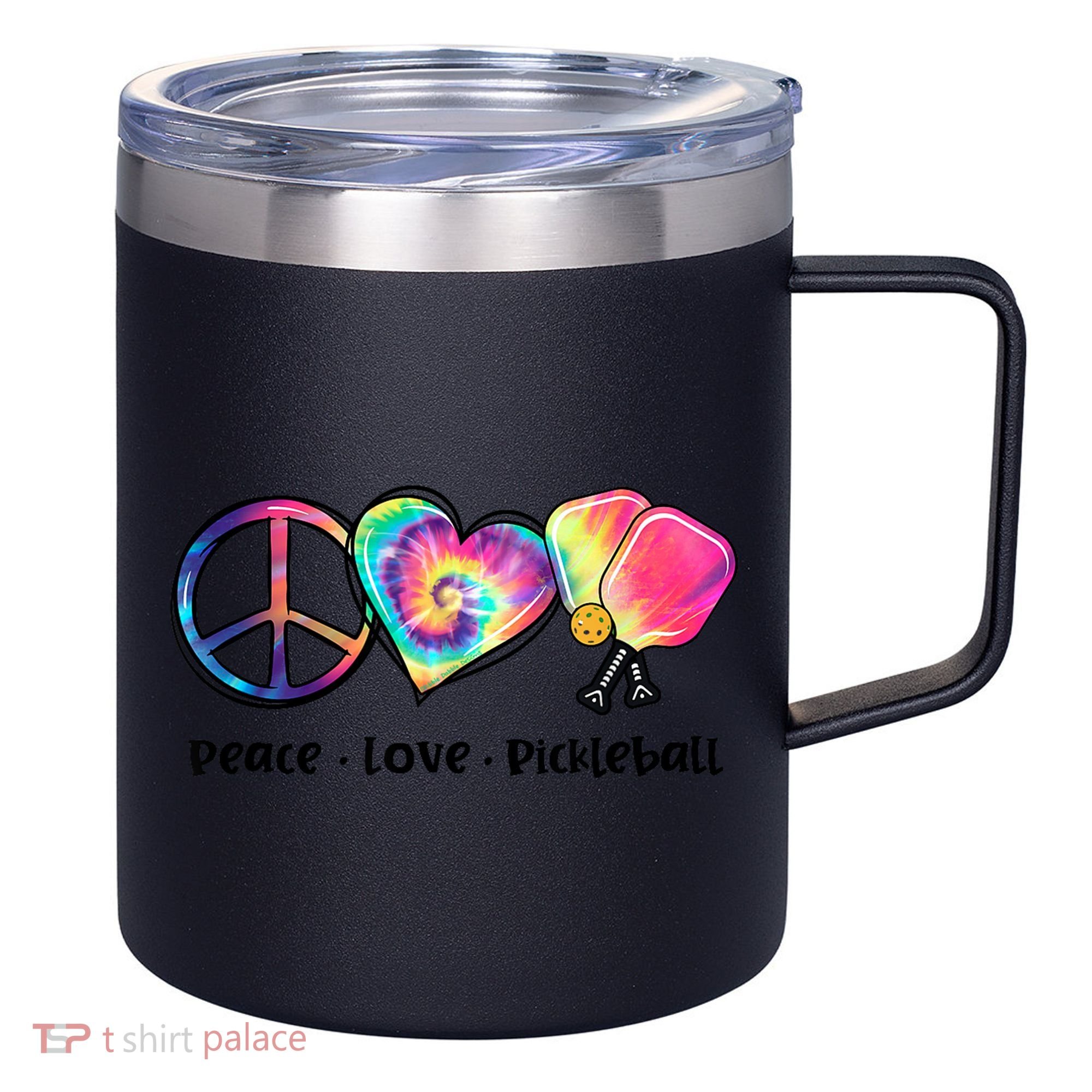 Cute Pickleball Tie Dye Peace Love Pickleball Lovers Gift Ideas 12oz Stainless Steel Coffee Mug